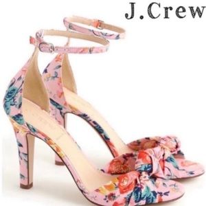 J.Crew Floral Liberty Knotted Ankle Strap High-Heel Sandals in Pink Size 8 NWOT